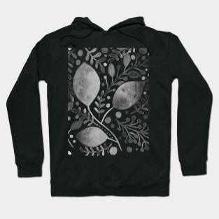 Black and white watercolor leaves Hoodie